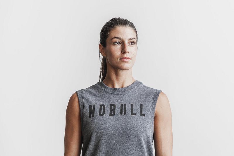 Dark / Grey Nobull Sleeveless Crew Sweatshirt Women's Hoodie | CA C2186T